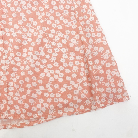 White Fox Boutique Fall Flowers Button Front Mini Dress Blush Pink Ditsy Floral - Picture 7 of 12